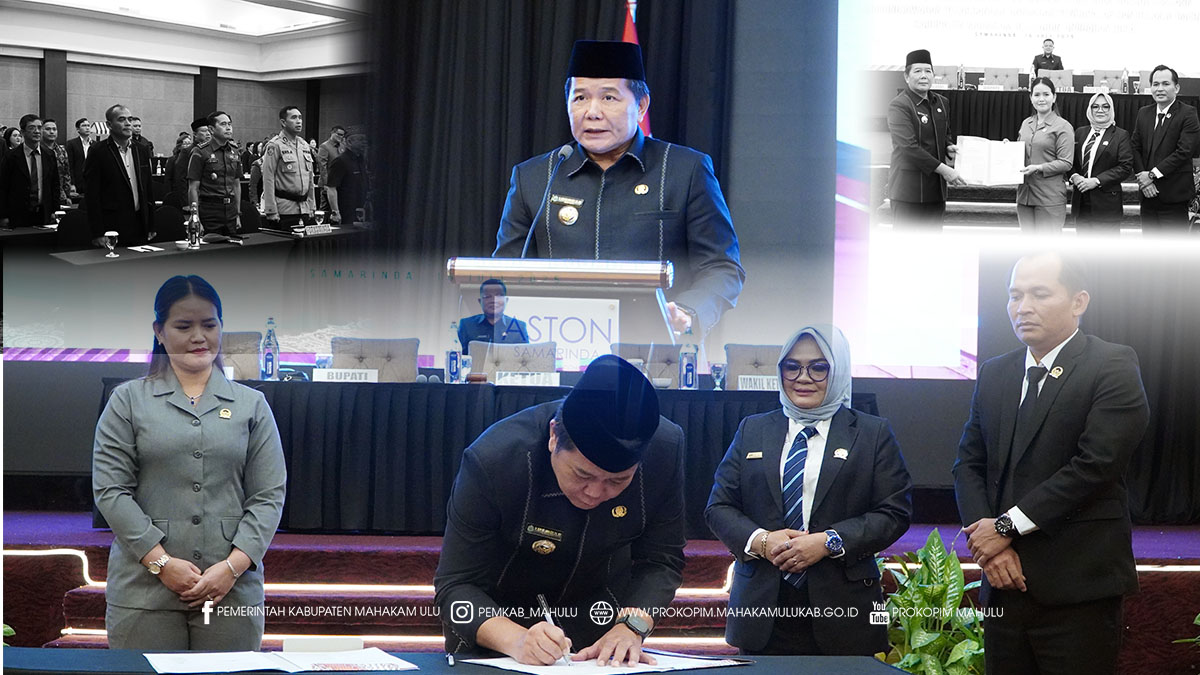 Bupati Mahakam Ulu (Mahulu), Dr. Bonifasius Belawan Geh, S.H., M.E., menghadiri Rapat Paripurna Dewan Perwakilan Rakyat Daerah (DPRD) Kabupaten Mahulu dalam rangka pengambilan keputusan dan persetujuan bersama Rancangan Peraturan Daerah (Ranperda) tentang Pertanggungjawaban Pelaksanaan APBD Tahun Anggaran 2024, yang digelar di Aston Hotel Samarinda, Selasa (16/07/2025).