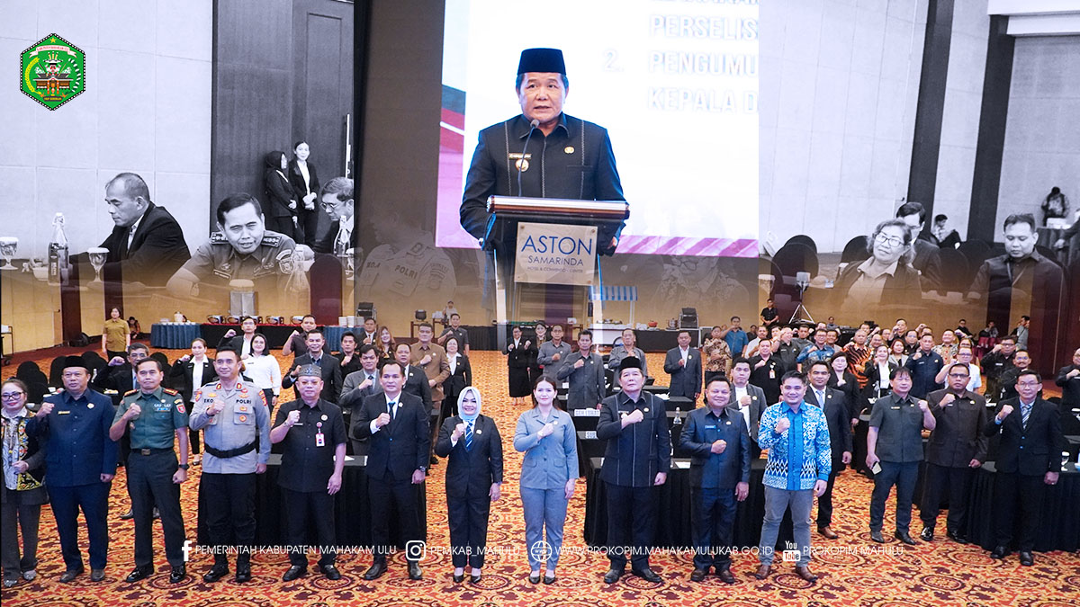 Bupati Mahakam Ulu (Mahulu), Dr. Bonifasius Belawan Geh, S.H., M.E., menghadiri Rapat Paripurna Dewan Perwakilan Rakyat Daerah (DPRD) Kabupaten Mahulu dalam rangka Penetapan Pasangan Calon Bupati dan Wakil Bupati Terpilih Periode 2025–2030, yang diselenggarakan di Hotel Aston Samarinda, Selasa Malam (16/07/2025).
