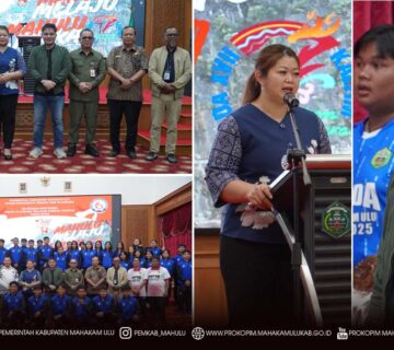 Ujoh Bilang – Bupati Mahakam Ulu (Mahulu), Angela Idang Belawan secara resmi melepas kontingen atlet Mahulu yang akan berlaga pada Pekan Olahraga Pelajar Daerah (POPDA) tingkat Provinsi Kalimantan Timur XVII Tahun 2025. Prosesi pelepasan berlangsung di Ballroom Lantai III Kantor Bupati Mahulu, Jumat (07/11/2025).