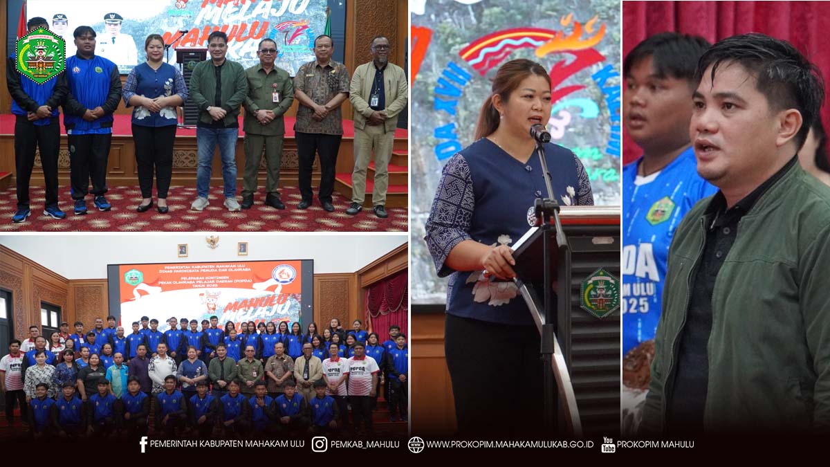 Ujoh Bilang – Bupati Mahakam Ulu (Mahulu), Angela Idang Belawan secara resmi melepas kontingen atlet Mahulu yang akan berlaga pada Pekan Olahraga Pelajar Daerah (POPDA) tingkat Provinsi Kalimantan Timur XVII Tahun 2025. Prosesi pelepasan berlangsung di Ballroom Lantai III Kantor Bupati Mahulu, Jumat (07/11/2025).