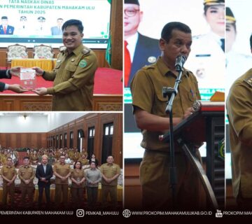 Ujoh Bilang – Wakil Bupati (Wabup) Mahakam Ulu (Mahulu), Suhuk, S.E., secara resmi membuka Sosialisasi Tata Naskah Dinas di Lingkungan Pemerintah Kabupaten Mahulu, yang berlangsung di Ballroom Lantai III Kantor Bupati Mahulu, Senin (03/11/2025) siang.