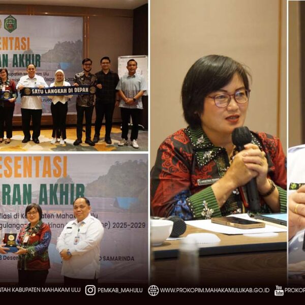 Cover Berita 1.1 Samarinda – Bupati Mahakam Ulu (Mahulu), Angela Idang Belawan, yang pada kesempatan ini diwakilkan Asisten Bidang Administrasi Umum Sekretariat Daerah (Asisten III), Kristina Tening, S.H., M.Si., secara resmi membuka kegiatan Presentasi Laporan Akhir Analisis Pengendalian Inflasi dan Kajian Rencana Penanggulangan Kemiskinan Daerah (RPKD) 2025–2029, Rabu (03/12/2025) di Samarinda.