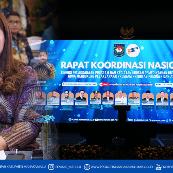 Jakarta – Bupati Mahakam Ulu (Mahulu), Angela Idang Belawan, menegaskan komitmen Pemerintah Kabupaten Mahulu untuk menindaklanjuti dan mengimplementasikan hasil Rapat Koordinasi Nasional (Rakornas) Sinergi Pelaksanaan Program dan Kegiatan Urusan Pemerintahan Umum di Daerah Guna Mendukung Pelaksanaan Program Prioritas Presiden dan Asta Cita.