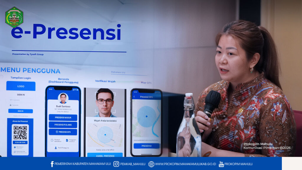 Samarinda – Bupati Mahakam Ulu (Mahulu), Angela Idang Belawan, mengikuti kegiatan presentasi terkait rencana penerapan sistem digitalisasi absensi bagi Aparatur Sipil Negara (ASN) di lingkungan Pemerintah Kabupaten Mahakam Ulu. Kegiatan ini berlangsung di ruang rapat Hotel Mercure Samarinda, pada Senin (19/01/2026) siang.