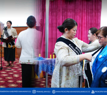 Ujoh bilang - Bupati Mahakam Ulu (Mahulu), Angela Idang Belawan selaku Bunda PAUD Kabupaten Mahulu melantik dan mengukuhkan sebanyak 55 Bunda PAUD tingkat Kecamatan dan Kampung yang berlangsung di Ballroom Kantor Bupati Lt. 3. Senin (09/02/26)