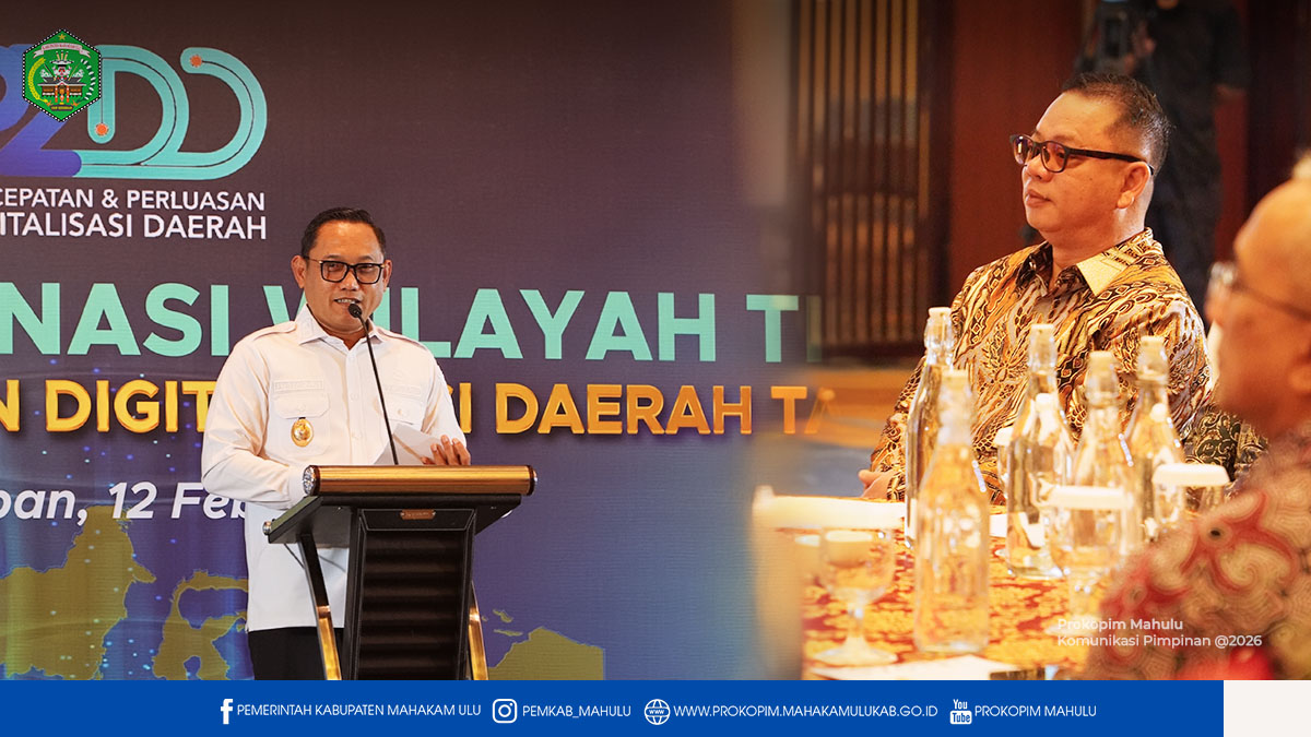 Balikpapan – Sekretaris Daerah Kabupaten Mahakam Ulu (Mahulu), Dr. Stephanus Madang, S.Sos., M.M., menghadiri Rapat Koordinasi Wilayah serta Peningkatan Kapasitas dan Literasi Sinergi (Rakorwil dan Katalis I) Tim Percepatan dan Perluasan Digitalisasi Daerah (P2DD) Tahun 2026 untuk Wilayah Kalimantan, yang digelar di Hotel Novotel Balikpapan. Kamis (12/2/2026)