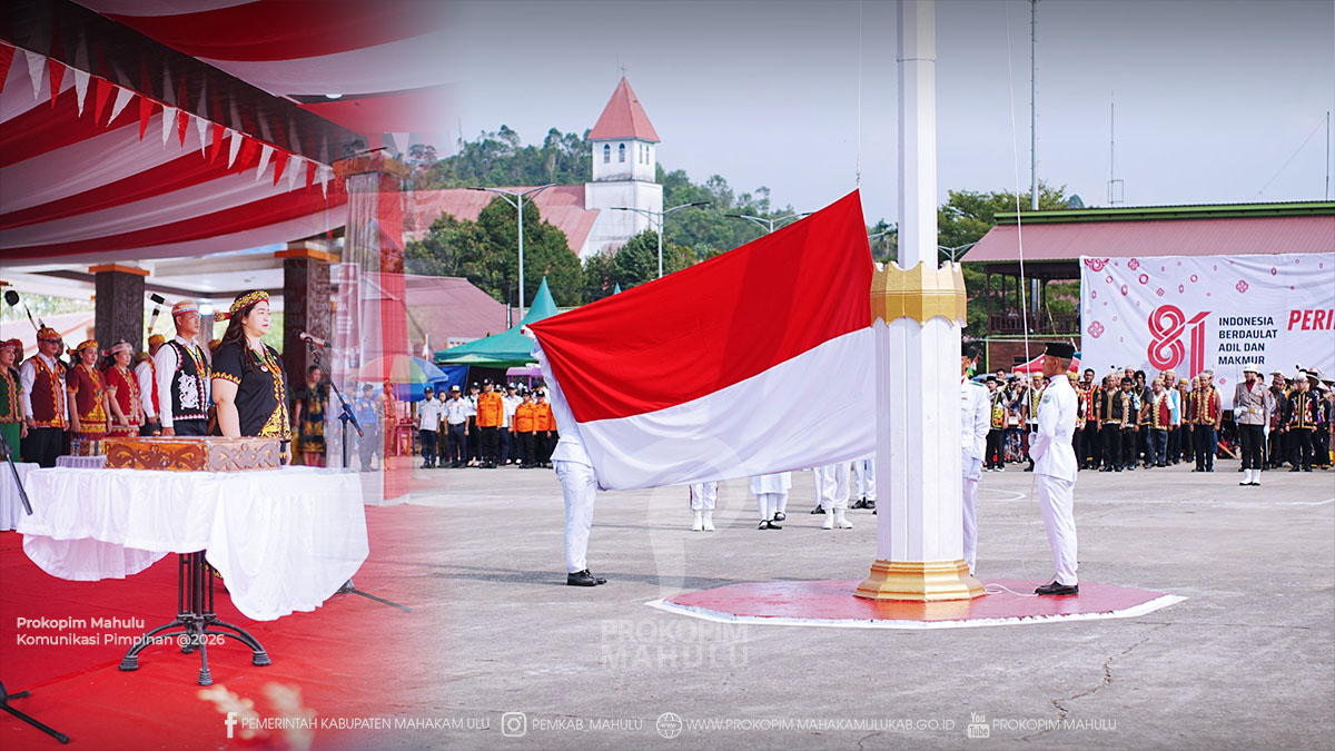 Ujoh Bilang – Bupati Mahakam Ulu (Mahulu) Angela Idang Belawan memimpin Upacara Peringatan Hari Ulang Tahun (HUT) ke-81 Kemerdekaan Republik Indonesia di Lapangan Tribun Ujoh Bilang, Senin (17/8/2026).