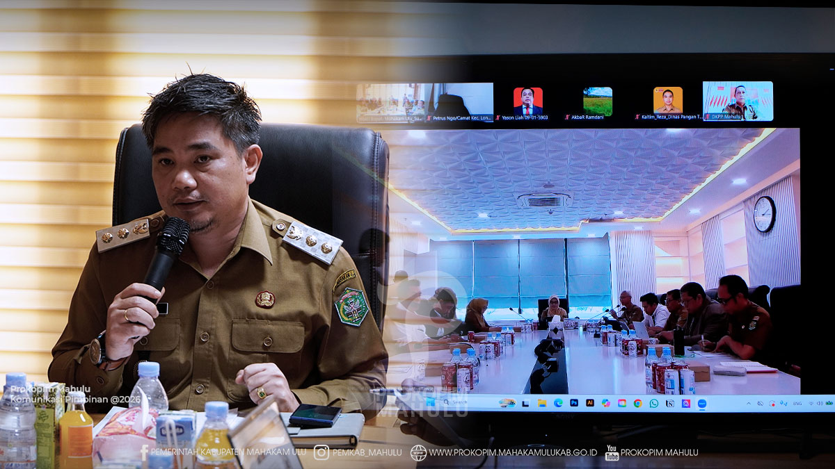 Ujoh Bilang – Mewakili Bupati Mahakam Ulu (Mahulu), Angela Idang Belawan, Wakil Bupati (Wabup) Mahulu, Suhuk., mengikuti koordinasi lintas instansi dalam mengantisipasi dampak kemarau terhadap distribusi kebutuhan pokok, bahan bakar minyak (BBM), LPG, hingga keberlangsungan pelayanan publik di sejumlah wilayah di Kabupaten Mahulu bersama Pemerintah Provinsi Kalimantan Timur (Pemprov Kaltim).