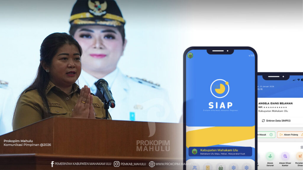 Ujoh Bilang – Bupati Mahakam Ulu (Mahulu), Angela Idang Belawan secara resmi meluncurkan Aplikasi E-Presensi dan Sistem Informasi Manajemen Kepegawaian (SIMPEG), yang dirangkaikan dengan Bimbingan Teknis Penggunaan Aplikasi, di Ujoh Bilang, Selasa (18/8/26).